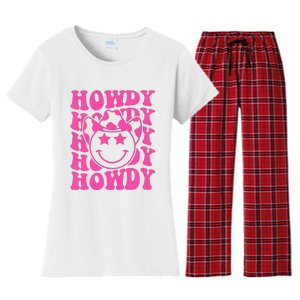 Pink Howdy Smile Face Rodeo Western Country Southern Cowgirl Women's Flannel Pajama Set