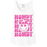 Pink Howdy Smile Face Rodeo Western Country Southern Cowgirl Ladies Essential Tank