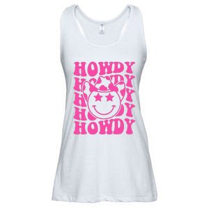 Pink Howdy Smile Face Rodeo Western Country Southern Cowgirl Ladies Essential Flowy Tank