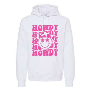 Pink Howdy Smile Face Rodeo Western Country Southern Cowgirl Premium Hoodie