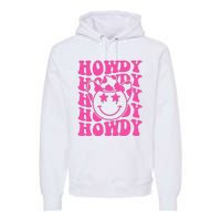 Pink Howdy Smile Face Rodeo Western Country Southern Cowgirl Premium Hoodie