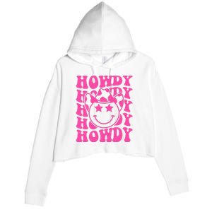 Pink Howdy Smile Face Rodeo Western Country Southern Cowgirl Crop Fleece Hoodie