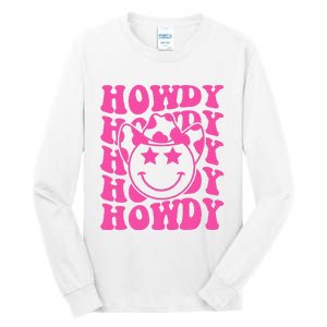 Pink Howdy Smile Face Rodeo Western Country Southern Cowgirl Tall Long Sleeve T-Shirt