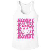 Pink Howdy Smile Face Rodeo Western Country Southern Cowgirl Ladies PosiCharge Competitor Racerback Tank