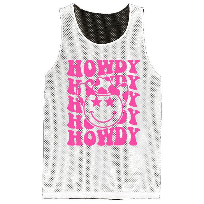 Pink Howdy Smile Face Rodeo Western Country Southern Cowgirl Mesh Reversible Basketball Jersey Tank