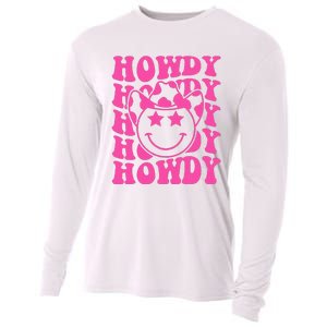 Pink Howdy Smile Face Rodeo Western Country Southern Cowgirl Cooling Performance Long Sleeve Crew