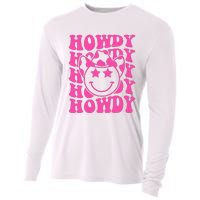 Pink Howdy Smile Face Rodeo Western Country Southern Cowgirl Cooling Performance Long Sleeve Crew