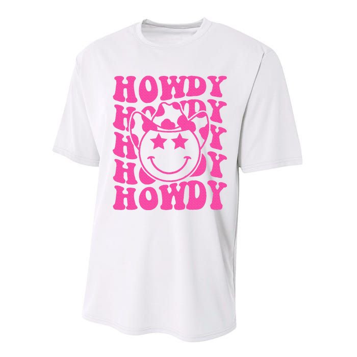 Pink Howdy Smile Face Rodeo Western Country Southern Cowgirl Performance Sprint T-Shirt