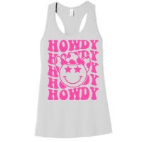 Pink Howdy Smile Face Rodeo Western Country Southern Cowgirl Women's Racerback Tank