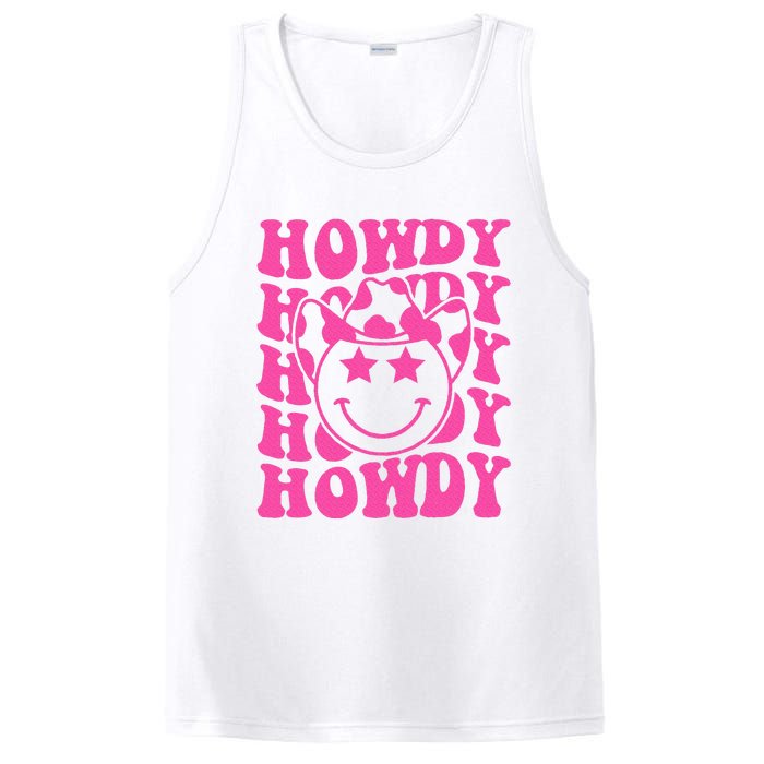 Pink Howdy Smile Face Rodeo Western Country Southern Cowgirl PosiCharge Competitor Tank