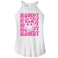 Pink Howdy Smile Face Rodeo Western Country Southern Cowgirl Women's Perfect Tri Rocker Tank