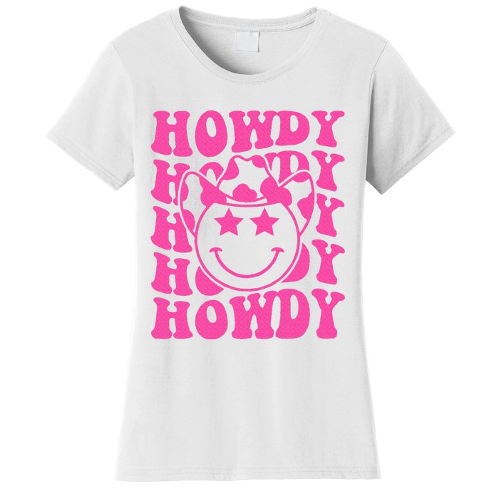 Pink Howdy Smile Face Rodeo Western Country Southern Cowgirl Women's T-Shirt