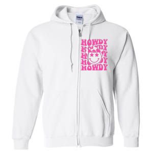 Pink Howdy Smile Face Rodeo Western Country Southern Cowgirl Full Zip Hoodie