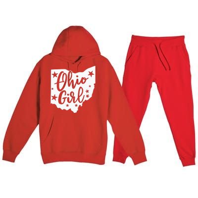 Proud Home State Lover Ohio Girl Premium Hooded Sweatsuit Set