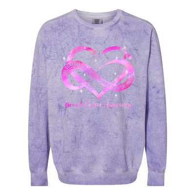 Pink Heart Stronger Than Cancer Breast Cancer Awareness Gift Colorblast Crewneck Sweatshirt