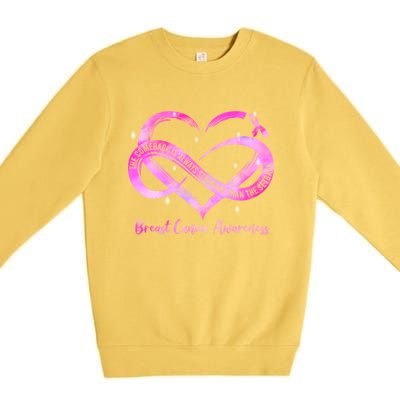 Pink Heart Stronger Than Cancer Breast Cancer Awareness Gift Premium Crewneck Sweatshirt