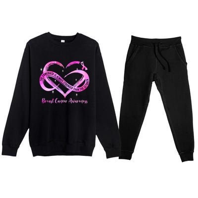 Pink Heart Stronger Than Cancer Breast Cancer Awareness Gift Premium Crewneck Sweatsuit Set