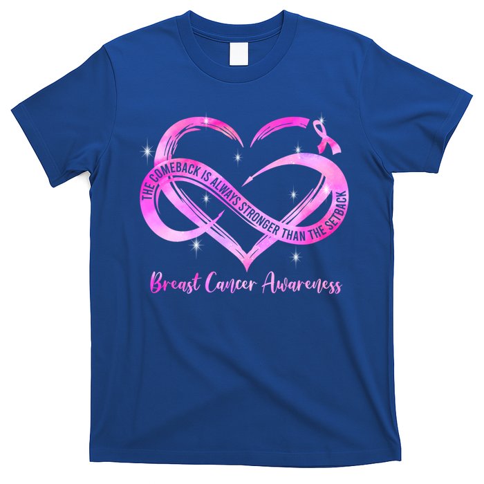 Pink Heart Stronger Than Cancer Breast Cancer Awareness Gift T-Shirt