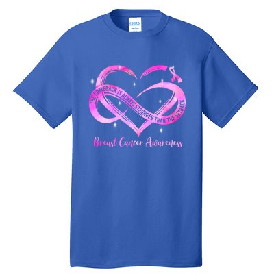 Pink Heart Stronger Than Cancer Breast Cancer Awareness Gift Tall T-Shirt