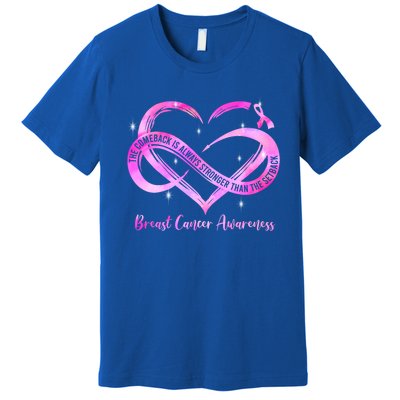 Pink Heart Stronger Than Cancer Breast Cancer Awareness Gift Premium T-Shirt