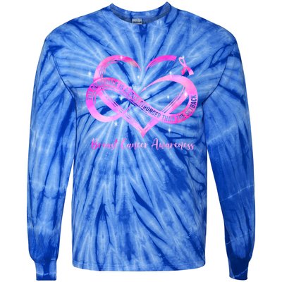 Pink Heart Stronger Than Cancer Breast Cancer Awareness Gift Tie-Dye Long Sleeve Shirt