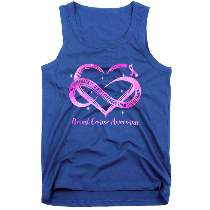 Pink Heart Stronger Than Cancer Breast Cancer Awareness Gift Tank Top