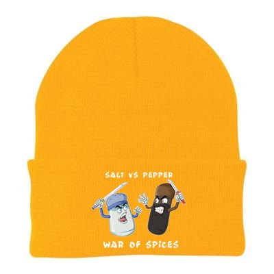 Pun Humor Salt Vs Pepper Deadly Weapon Cartoon Spices Salt Gift Knit Cap Winter Beanie