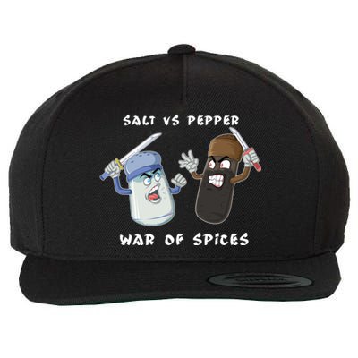 Pun Humor Salt Vs Pepper Deadly Weapon Cartoon Spices Salt Gift Wool Snapback Cap