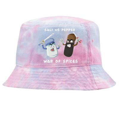 Pun Humor Salt Vs Pepper Deadly Weapon Cartoon Spices Salt Gift Tie-Dyed Bucket Hat