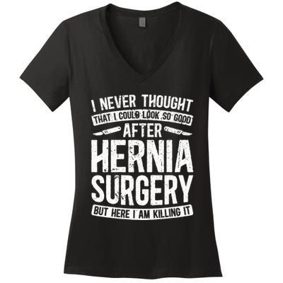 Post Hernia Surgery Recovery Women's V-Neck T-Shirt