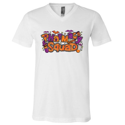 Pharmacy Halloween Squad Pharmacist Pharmacy Technician Cpht V-Neck T-Shirt