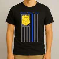 Protect Honor Serve Blue Striped Police Flag T-Shirt