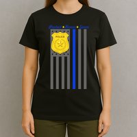 Protect Honor Serve Blue Striped Police Flag T-Shirt