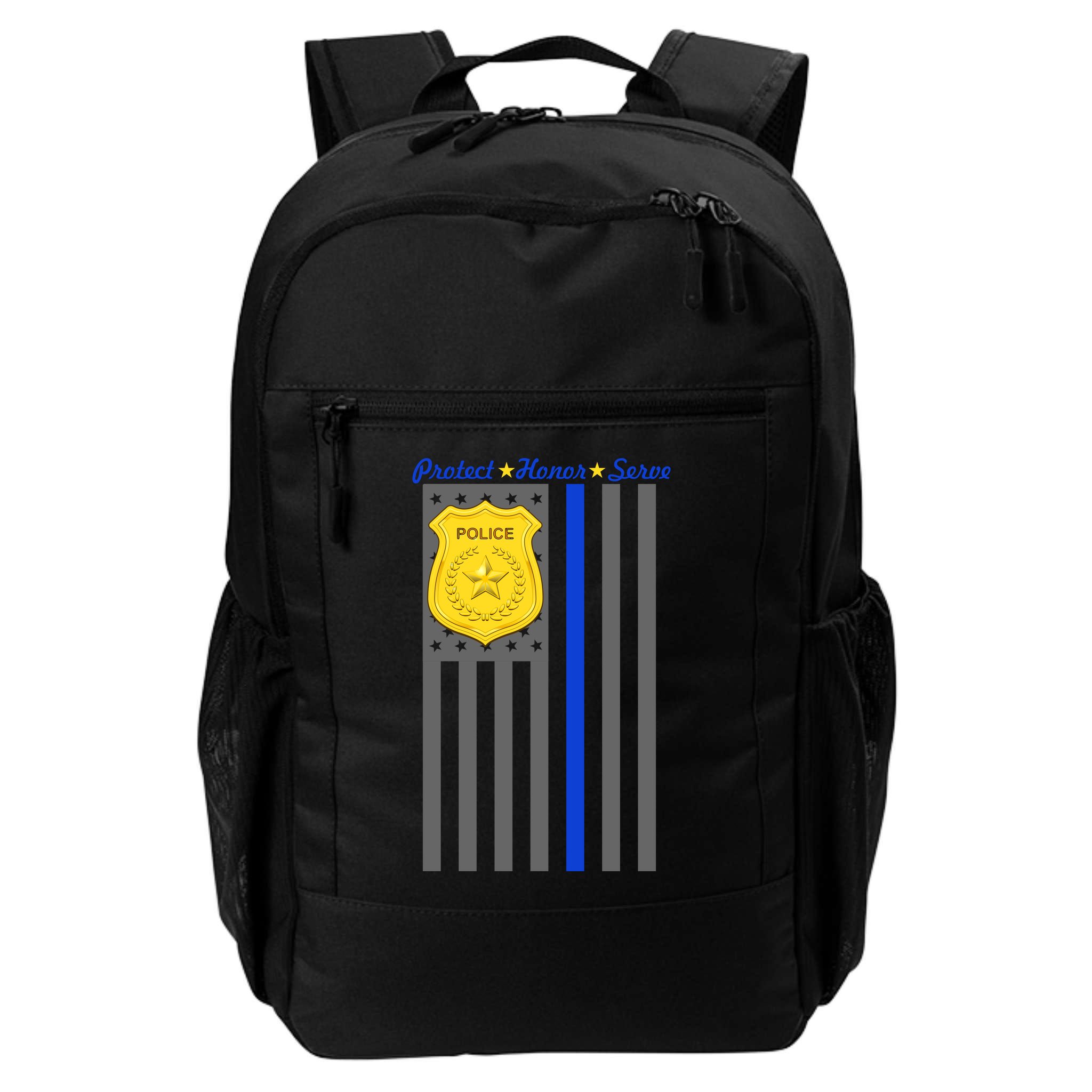 Protect Honor Serve Blue Striped Police Flag Backpack