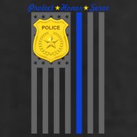 Protect Honor Serve Blue Striped Police Flag 11oz C Handle Ceramic Mug
