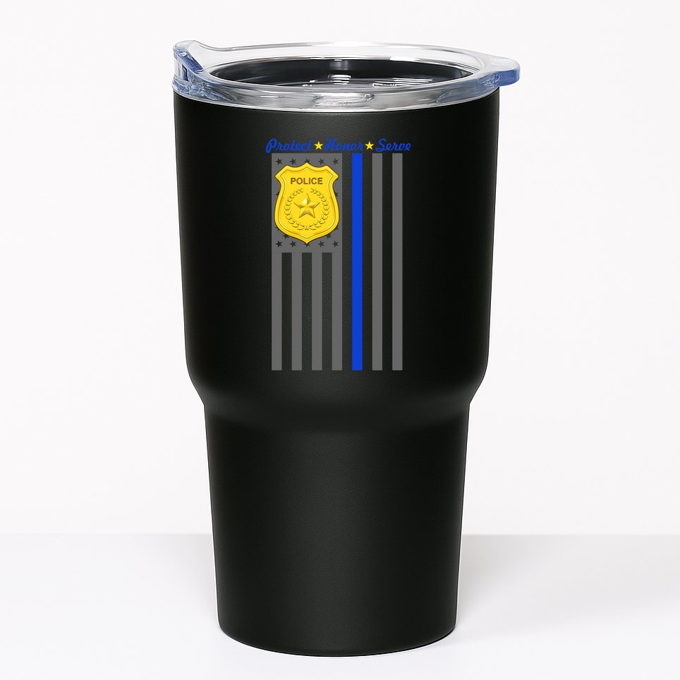 Protect Honor Serve Blue Striped Police Flag Tumbler