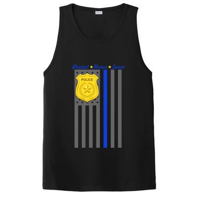 Protect Honor Serve Blue Striped Police Flag PosiCharge Competitor Tank