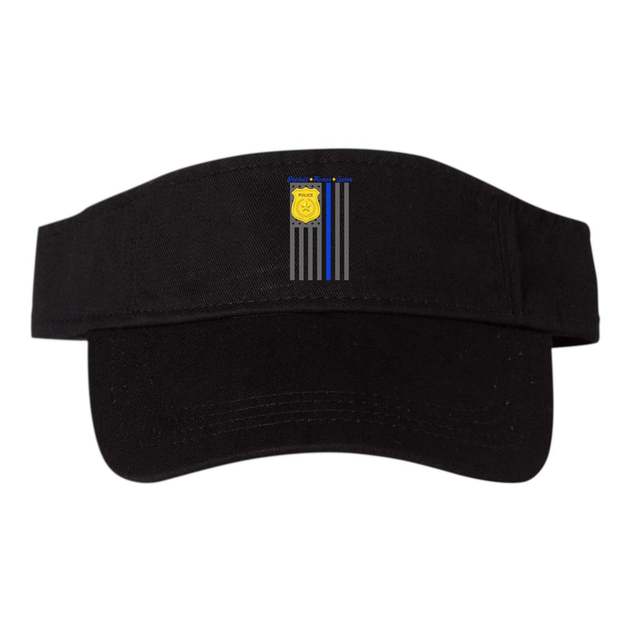 Protect Honor Serve Blue Striped Police Flag Visor
