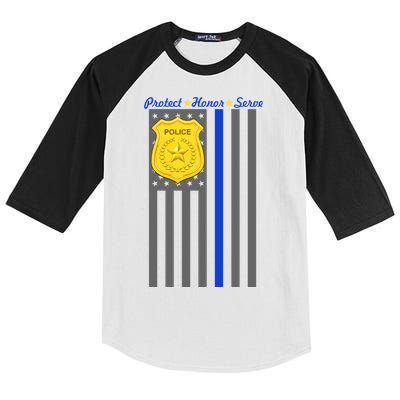 Protect Honor Serve Blue Striped Police Flag Kids Colorblock Raglan Jersey