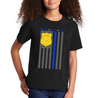 Protect Honor Serve Blue Striped Police Flag Kids T-Shirt