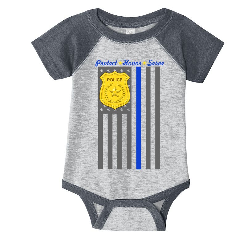 Protect Honor Serve Blue Striped Police Flag Infant Baby Jersey Bodysuit