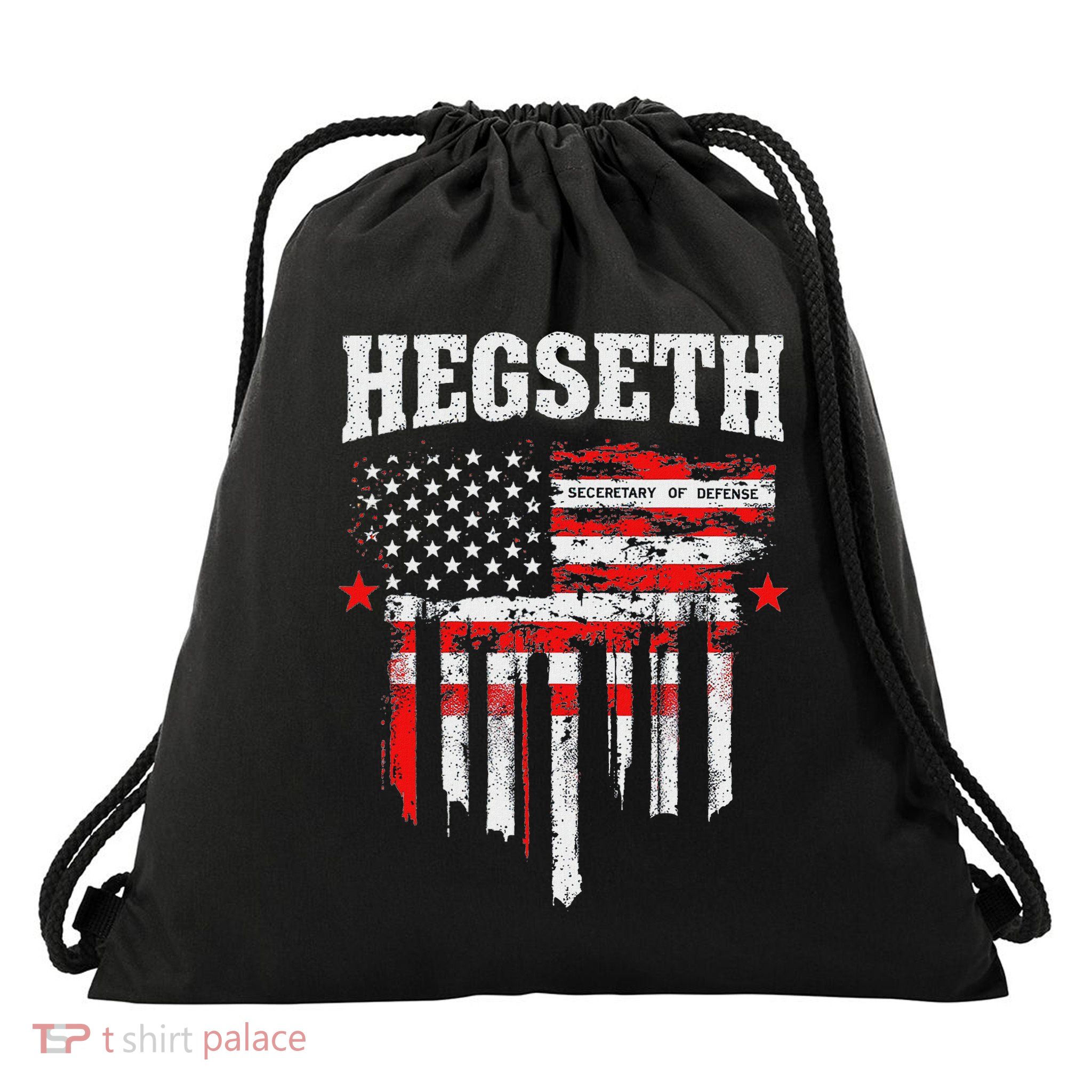 Pete Hegseth Secretary Of Defense Trump Support Patriots Drawstring Bag
