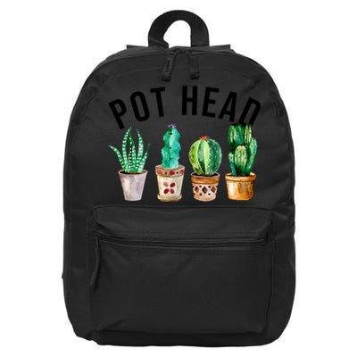 Pot Head Succulent Plant Lover Gift Funny Gardening Plant 16 in Basic Backpack