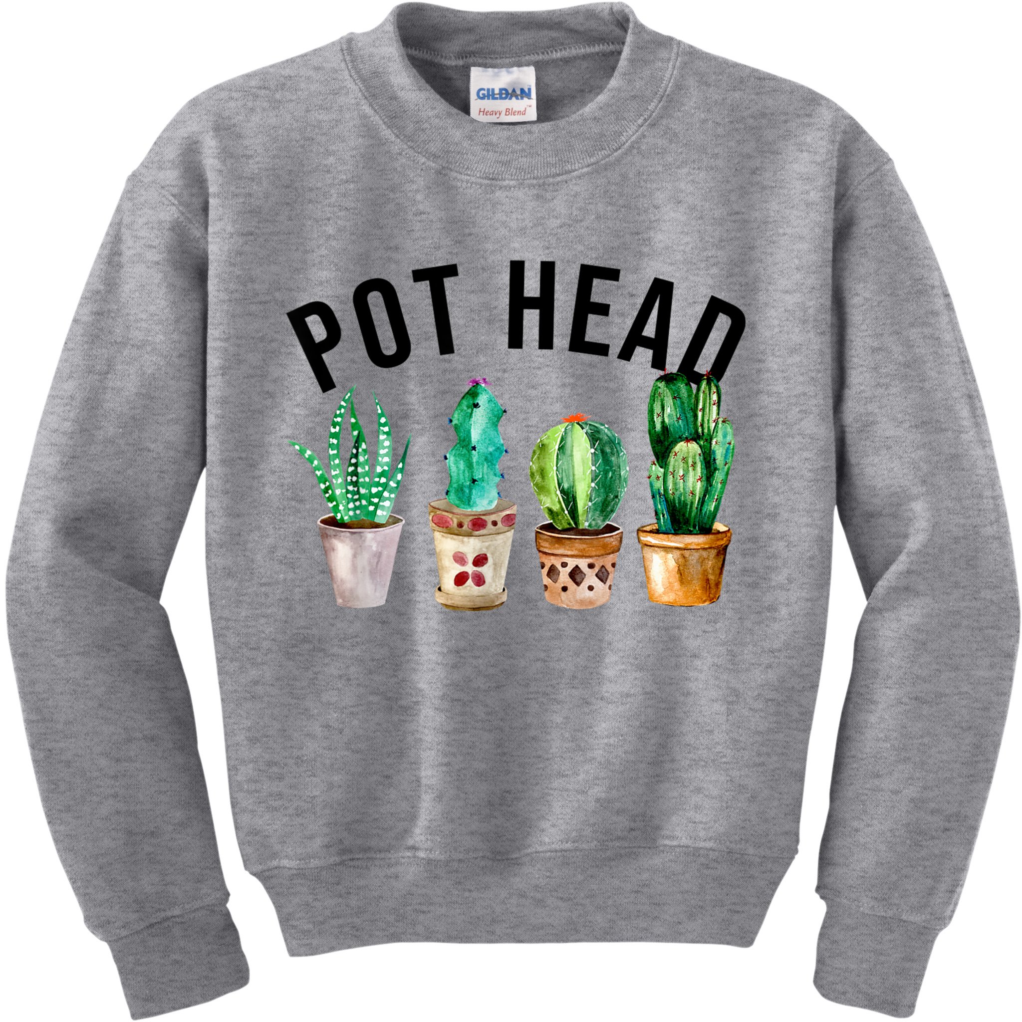 Pot Head Succulent Plant Lover Gift Funny Gardening Plant Kids Sweatshirt