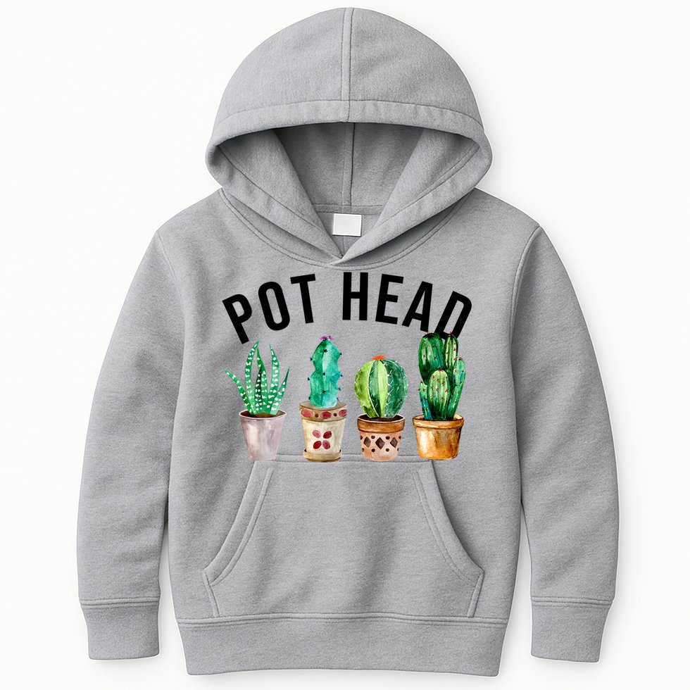 Pot Head Succulent Plant Lover Gift Funny Gardening Plant Kids Hoodie