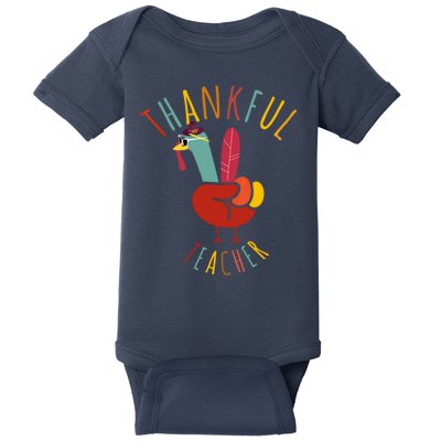 Peace Hand Sign Turkey Funny Thankful Teacher Thanksgiving Baby Bodysuit