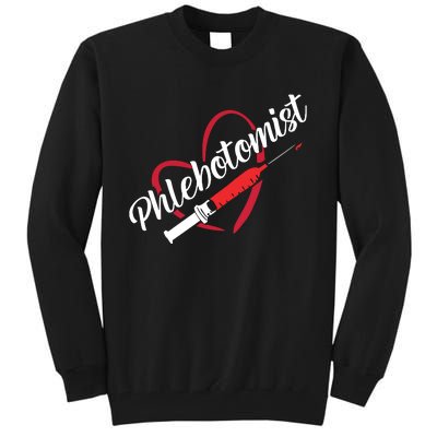 Phlebotomist Heart Syringe Veins Phlebotomy Technician Tall Sweatshirt