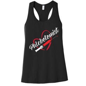 Phlebotomist Heart Syringe Veins Phlebotomy Technician Women's Racerback Tank