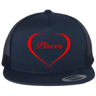 Pisces Heart Star Sign Astrology Cool Gift Flat Bill Trucker Hat