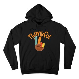 Peace Hand Sign Thankful Turkey Thanksgiving Hoodie